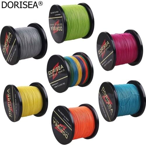 Free Shipping Dorisea PE 4 Strands 1000M Braided Wire Fishing Line Multifilament 1000Yards Fish line 6-100LB 14 Colors