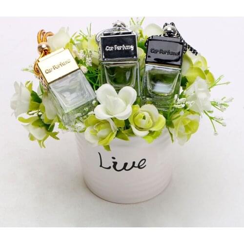 Empty Glass Bottle For Essential Oils Diffuser Rearview Mirror Ornament Car Hanging Perfume Fragrance Air Freshener Car-styling