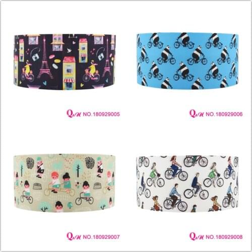 Q&N ribbon 16mm 22mm 25mm 38mm 50mm 75mm bicycle printed grosgrain/FOE ribbon webbing 50yards/roll for headband