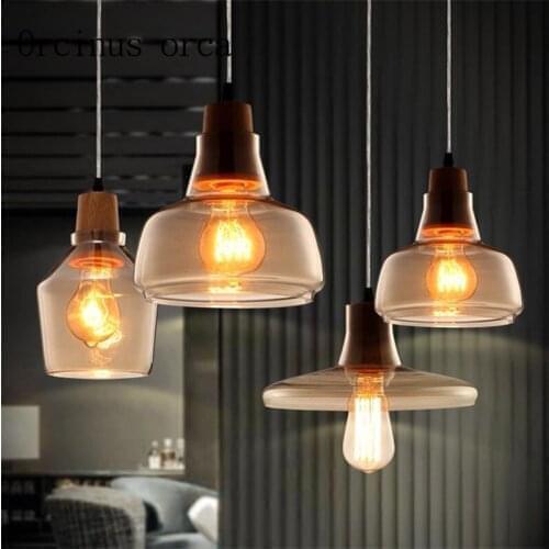 Nordic garden single head glass chandelier coffee shop originality personality bar bar light Postage free