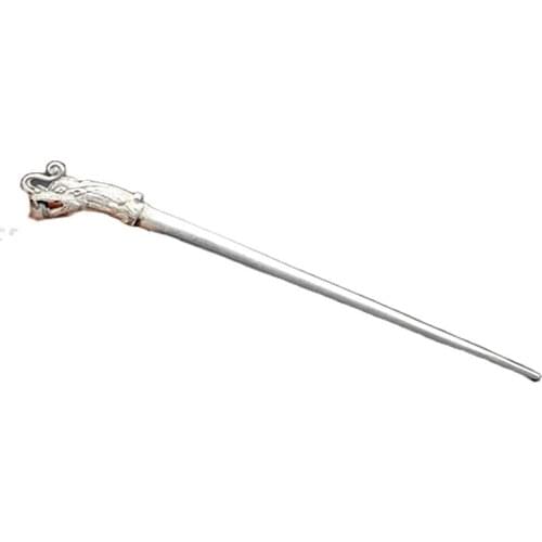 Old Tibetan Silver Dragon hair needle, national Handmade Tibetan silver thick dragon hair hairpin and headdress