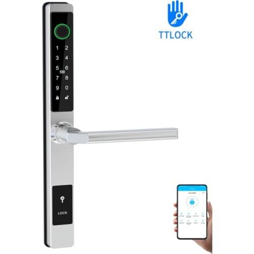 Waterproof Smart Fingerprint Password Door Lock Bridge-Cut Aluminum Alloy For Outdoor Used Push Pull Sliding Frame Glass Door