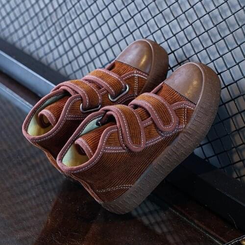 Boys and Girls High-top Corduroy Shoes 2021 Autumn New Childrens Canvas Shoes Nordic Retro Fashion Flats Hot All-match Flats