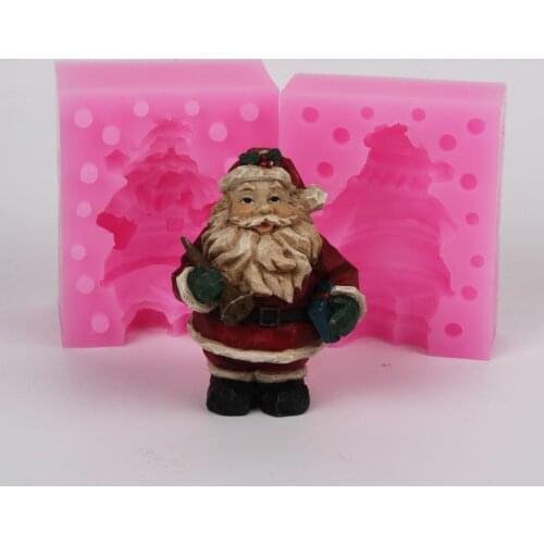 WC017 Silicone mold 3D Xms furnishing article Santa Claus shape Resin clay plaster decoration craft mould diy fondant cake tools