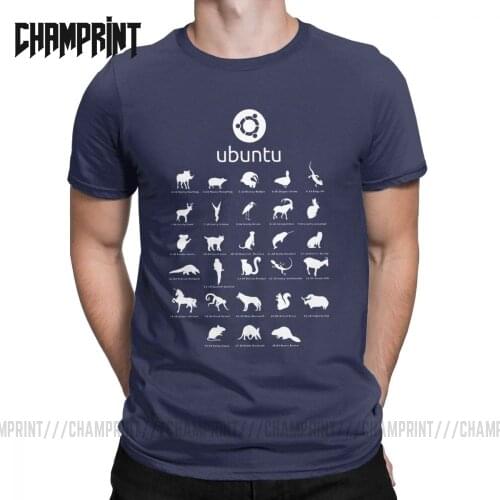 Funny Ubuntu Linux Releases T-Shirts for Men Crew Neck Cotton T Shirt Distro Linux Debian Short Sleeve Tees Printed Clothes