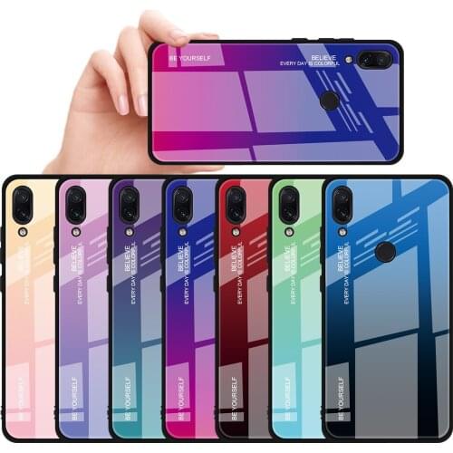 40pcs/lot Gradient Painted Tempered Glass Back Case For Xiaomi 6 8 Lite 9 9SE 6X A2 Pocophone F1 Max 3 For Redmi Note 6 7 Pro 6A