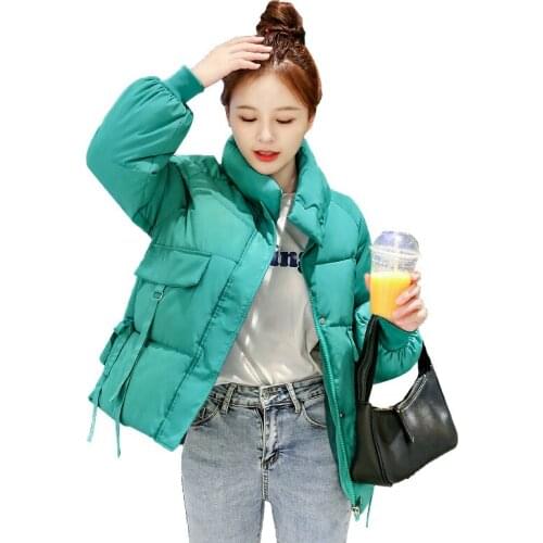 21 Winter Cotton Padded Coat Women Loose Full Sleeve Korean Stand Collar Jacket Women Thicken Outwear Warm Coats Female LD2336