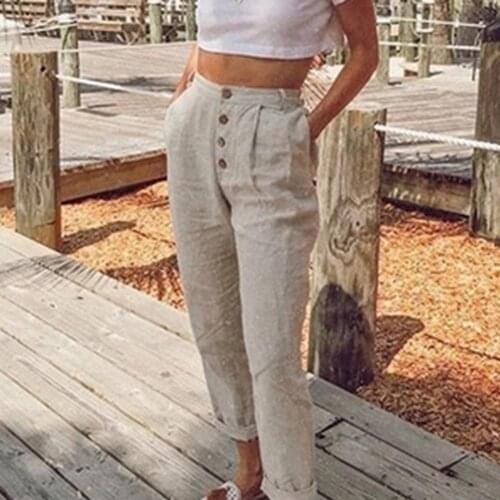 2021 Women Casual Pants Solid Color High Waist All Match Simple Cropped Trousers for Going Out Harajuku Wide Leg Pants Trousers