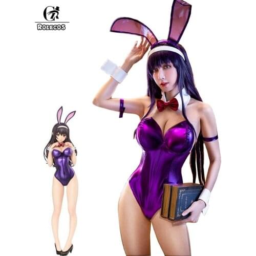 ROLECOS Utaha Kasumigaoka Cosplay Costume Bunny Girl Sexy Jumpsuit Women Purple Costume Saenai Heroine no Sodatekata Cos Rompers