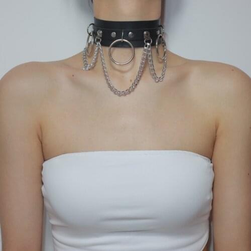 Sexy Punk Chain Choker Collar Leather Bondage Cosplay Goth Jewelry Women Necklace Festival Girls Harajuku Accessories