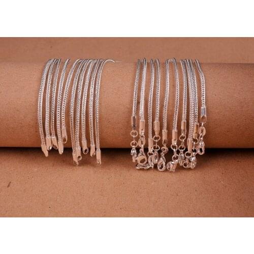 1Pcs Wholesale 16-30 inches Jewelry Lot 925 Silver color"FOX TAIL" Chain Necklace Pendant Free shipping