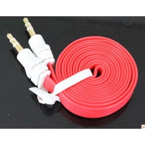 1000pcs 3.5mm Jack Male to Jack Male Car Stereo Aux Audio Auxiliary AUX Cable Cord Flat Noodle Audio Cable For Computer Phone