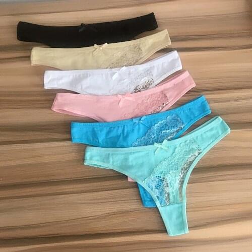 3 Pcs/Set Women Underwear Cotton Transparent Lace Thong Panties Woman Sexy G-Strings Tangas Mujer Lingerie Femme Low Waist Panty