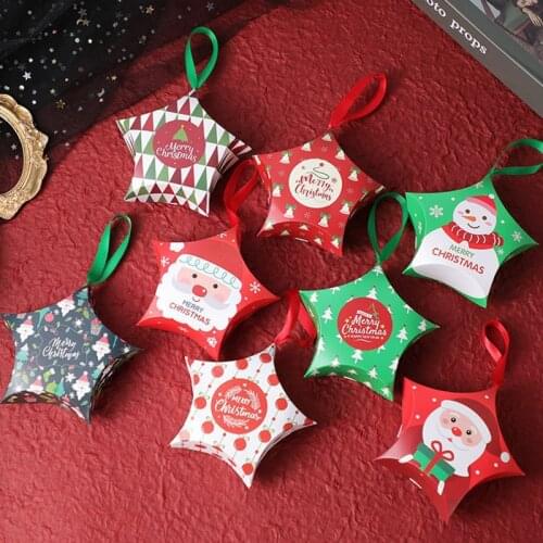 8pcs Merry Christmas Star Shape Gift Boxes Santa Claus Candy Box Christmas Decorations for Home Xmas New Year Decor Kids Gift