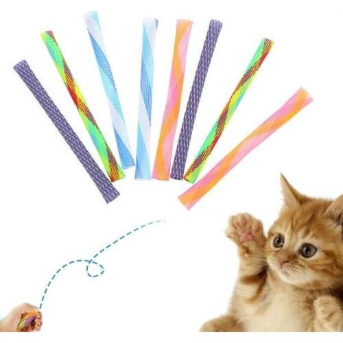 8Pcs Cat Spring Tube Toy Stretchable Kitten Spring Toy Cat Interactive Toy Pet Chew Toy Cat Coil Toy Kitten Teaser Toy Random