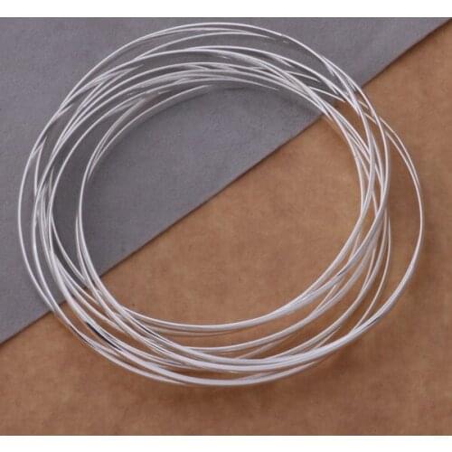 AB135 Lucky Silver Color Charm Bangle Bracelets For Women Fashion 925 Jewelry Ten Times Bracelet /afuaixba Amgajdna