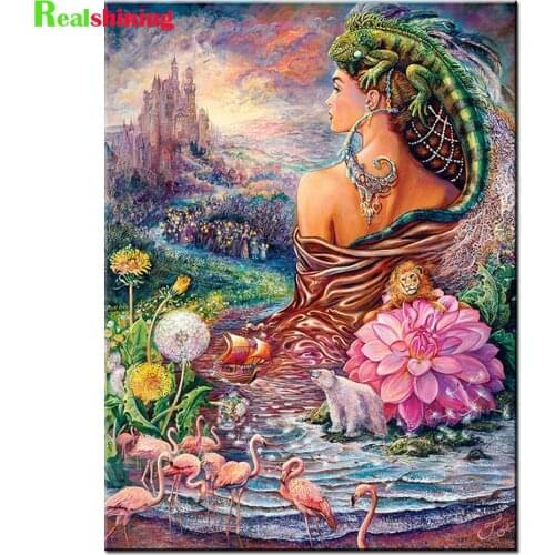 5d Diy Diamond Painting Lizard beauty flamingo Full Sqaure Round Drill Cross Stitch Embroidery Rhinestone Mosaic Decor N2256