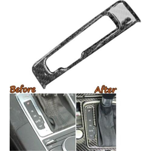 BBQ@FUKA Carbon Fiber Automatic Car Gear Shift Panel Button Frame Trim Sticker For Audi A3 2013-2017 True Carbon Fiber Trim