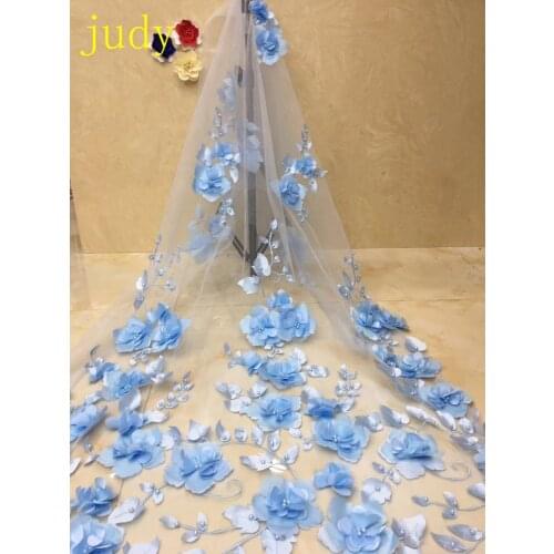 Free shipping 5yards/bag XC079# 7-color laser 3D flower beads mesh fashion fabric used for wedding gift fashion stage