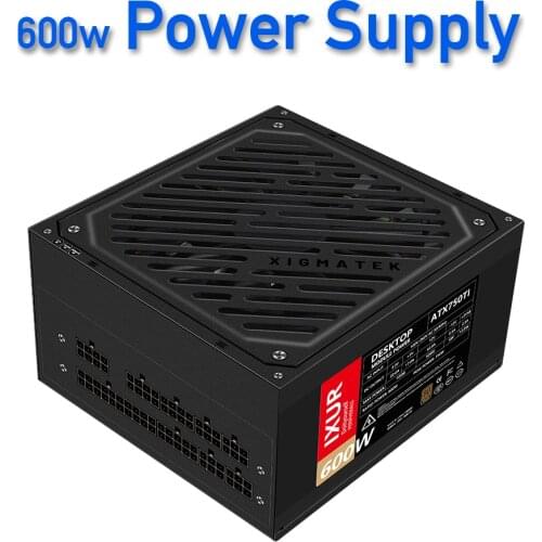 IXUR ATX750TI 600W PC Power Supply 110-230V, for Computer Full Module Active PSU ATX 12V PFC 4 SATA 12cm Silent Fan