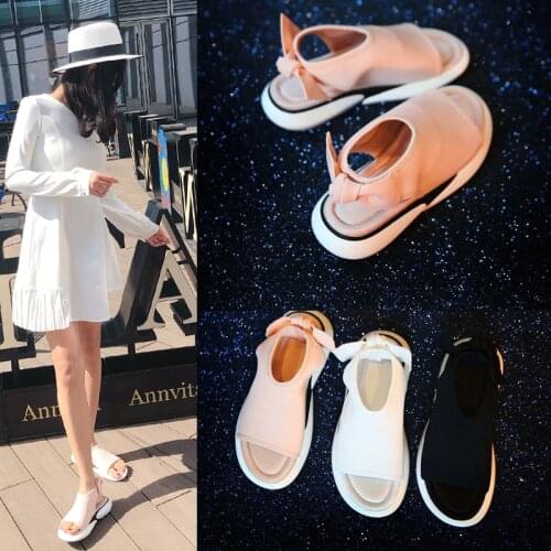 Chic fairy fish mouth sandals female summer thick bottom sponge cake 2020 new student wild flat bottom simple casual 35-39