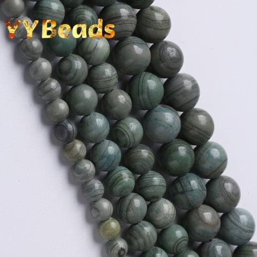 Natural Jaspers Stone Blue Wood Stripes Stone Beads Spacer Round Beads For Jewelry Making Bracelet Accessories 15" 4 6 8 10 12mm