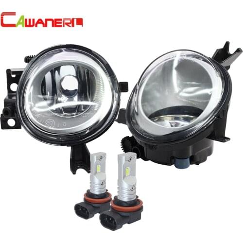 Cawanerl 2 Pieces Car Styling Front Fog Light Kit Clear Lens Lampshade + H11 LED/Halogen For Volkswagen Touareg 2003-2010