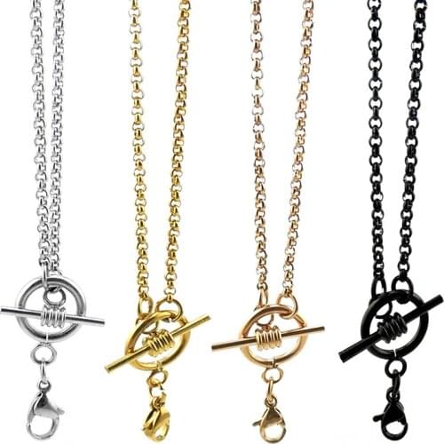 New design rolo chain with toggle and lobster clasp 14-24 inch can be choose stainless steel rolo chain