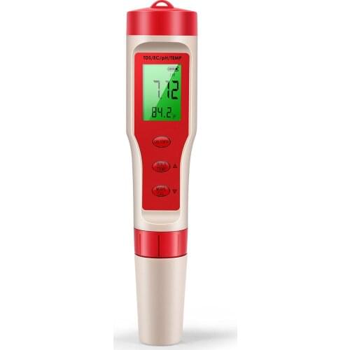 Digital pH Meter ATC pH Tester 4 in 1 pH TDS EC Temp 0.01 Resolution High Accuracy Water Quality for Water Wine Spas Aquariums