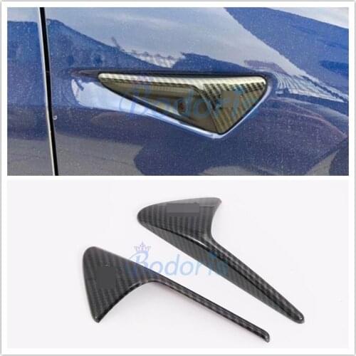 For Tesla Model 3 2017 2018 2019 Carbon Fiber Color Side Camera Protector Cover Decoration Trim Car Styling Accessories