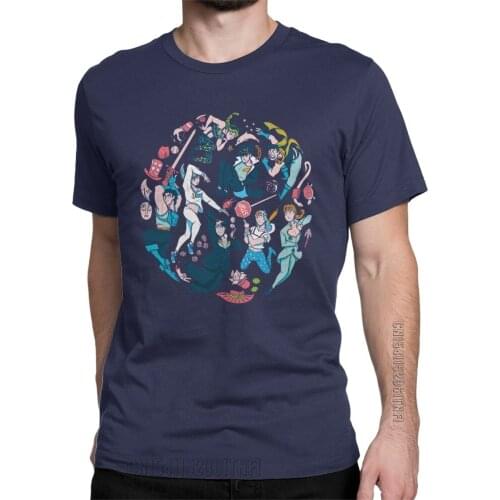 Jojos Bizarre Adventure T-Shirts For Men The Gangs All Here Cotton Tees Round Neck Classic T Shirts Plus Size Clothes