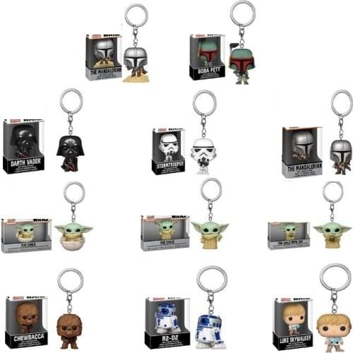 Movie&TV Star Wars The Mandalorian Baby Yoda Water Cup Beckoning 4cm Keychain with Box Pendant for Children Gifts