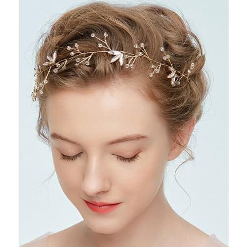 Maple leaf shiny Crystal Wedding Hair Accessories Minimalist Headdress Gold Ornaments for women