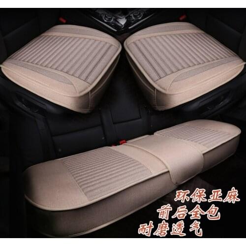 Linen 3-piece set car seat cushion full four seasons general eco-friendly breathable sweat absorbing sedan seats pad universal