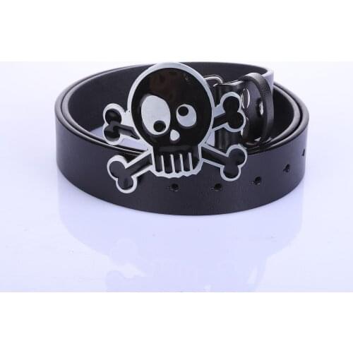 West Cowboy Fashionable mens leather belt skull belt buckle Integrated button 1.5" for Women