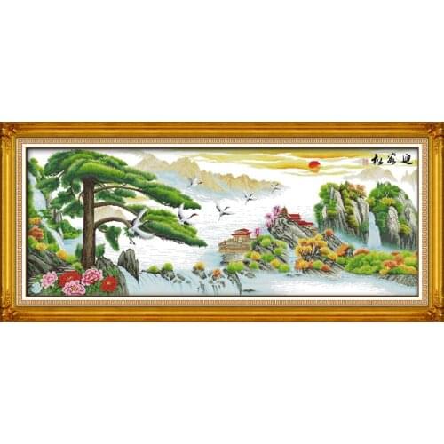 Luck often come cross stitch kit landscape18ct 14ct 11ct count printed canvas stitching embroidery DIY handmade needlework