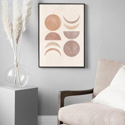 Boho Sun and Moon Skyline Wall Art Poster Abstract Canvas Painting Arch Geometry Art Prints Minimalist Picture Living Room Decor