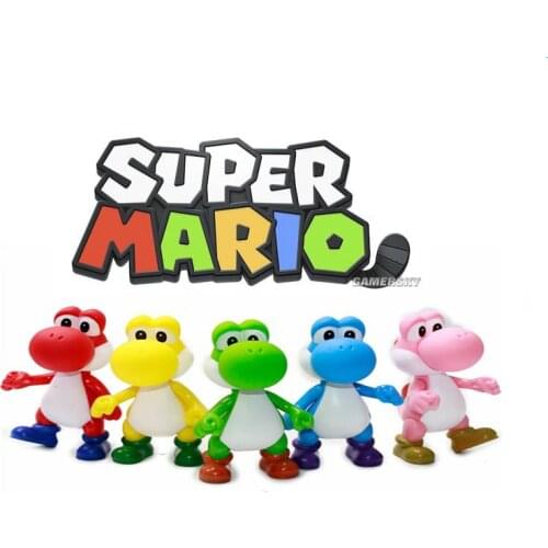 5 Models Different Colors Yoshi PVC Doll Super Mario Bros Anime Cartoons Action Figure Children Toys Mini Model Birthday Gifts