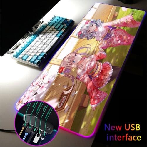 MRGLZY Anime Cute loli RGB Gaming Mouse Pad LED 4-Port Mousepad Carpets XXL Large USB Hub Games Computer PC Mouse Mat for Csgo