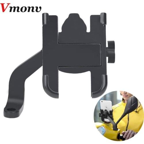 Universal Moto Bicycle Motorcycle Handlebar Rearview Mirror Phone Holder for iPhone Xiaomi Samsung 4-7 Inch Cell Phone GPS Mount