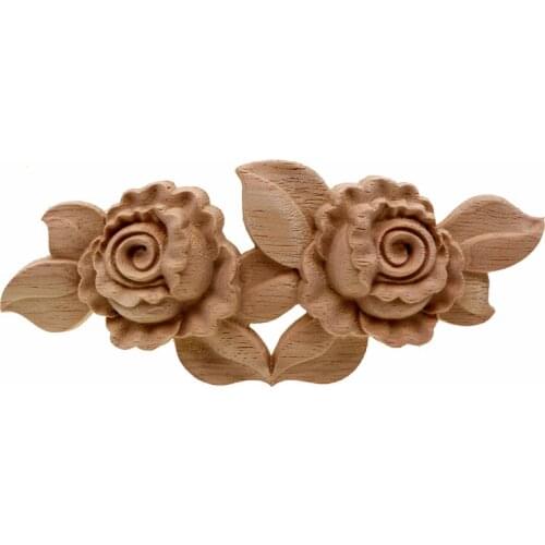 VZLX Wood Carved Corner Onlay Applique Frame Decor Furniture Unpainted Vintage Home Wedding Decoration Accessories Figurine