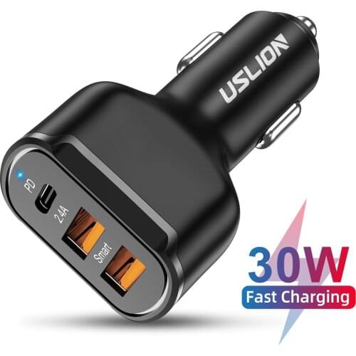 30W Mobile Phone Fast Charging Car Charger PD QC Dual Port Car Usb Fast Charging Cigarette Lighter Fast Charging Car Charger