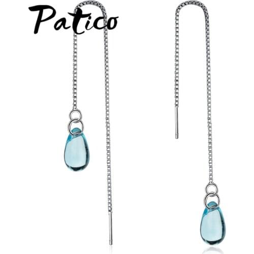 New Unique Drop Line Long Earrings For Women 925 Sterling Silver 2 carat AAA+ Cubic Zircon Crystal Jewelry Wholesale