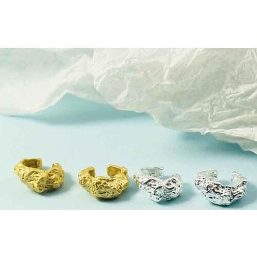 KOFSAC Irregular Personality Clip Earrings For Women 925 Sterling Silver Jewelry Non Smooth No Pierced Ears Earring Girl Gift