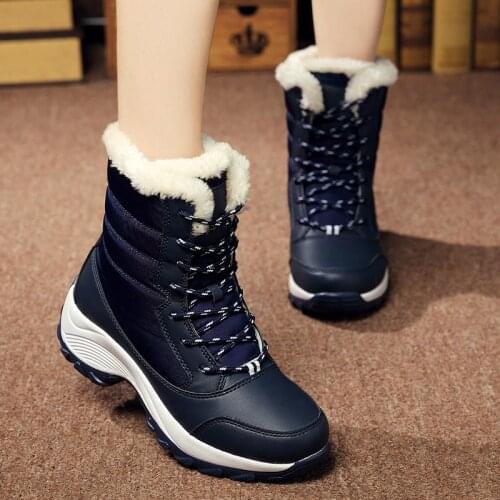 Plus Size Warm Hightop Lady Sneakers Pius Velvet Shoes Sport Women Basket Running Femme Sports Shoes for Ladies Blue Fur D-657