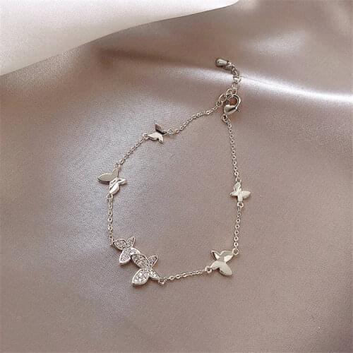 Fashion Crystal Butterfly Charm Bracelets For Women Temperament Silver Color Chain Wedding Bracelet 2020 Jewelry