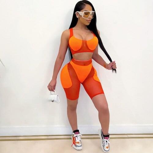 Sporty Fitness Casual Tracksuit Women Shorts Sets Patchwork Crop Top and Biker Shorts Sweat Suits Streetwear 2 Piece Outfits