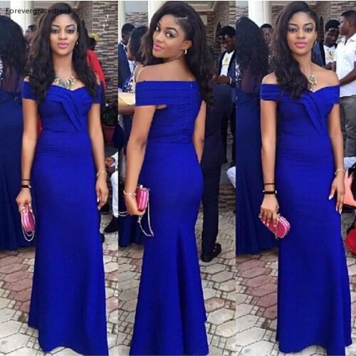 Elegant Royal Blue Evening Dress Mermaid Off Shoulder Long Formal Special Occasion Dress Prom Party Gown vestidos de festa