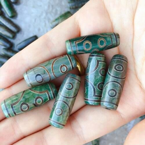 1pc 30mm Vintage Grey Green Stone Seven Eyed Natural Tibetan Dzi Agates Beads Buddha Jewelry Reiki Healing Agat Beads for Women