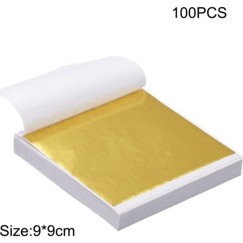 100PCS/Set 9cm K-Gold Foil Paper Art Craft Imitation Gold Sliver Copper Foil Papers Taiwan Gilding Furniture Craft Gilding Decor